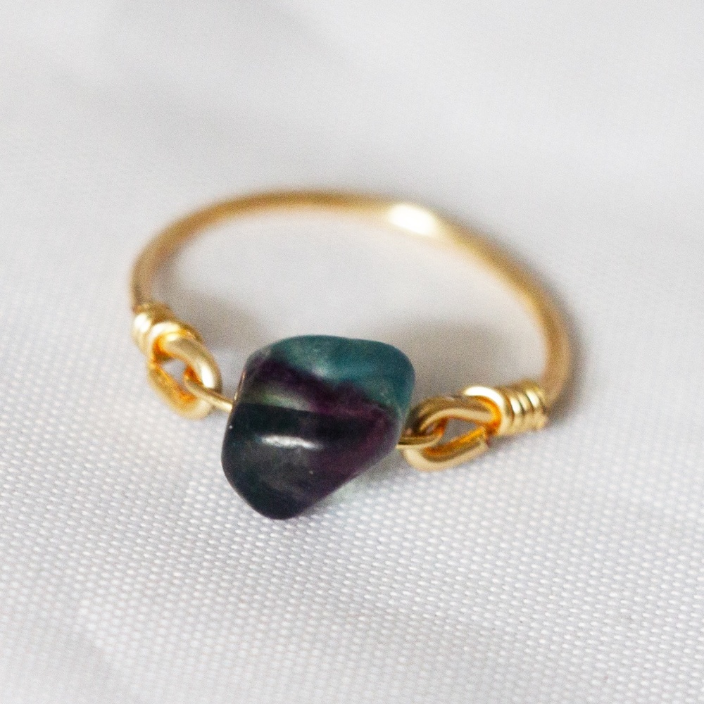 Flourite Simple Gold Ring